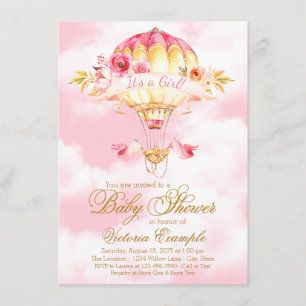Invitaciones para baby shower en globo aerostático