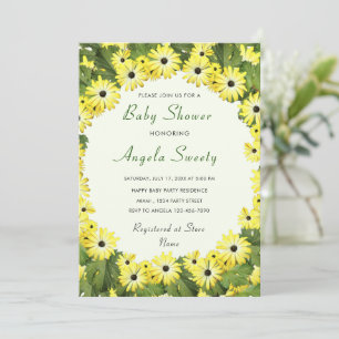 Invitaciones para Baby Shower enmarcadas con flore