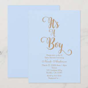 Invitaciones para baby shower 'Es un niño' azul y
