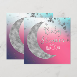 Invitaciones para Baby Shower Luna y Estrellas Ros