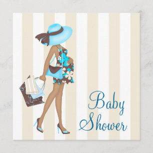 Invitaciones para Baby Shower Marrón Azul Turquesa