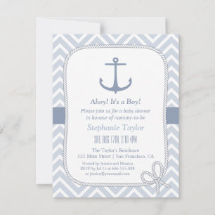 Invitaciones para baby shower náutico con ancla de