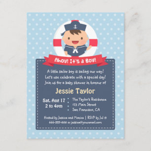 Invitaciones para Baby Shower Náutico de Niño Mari
