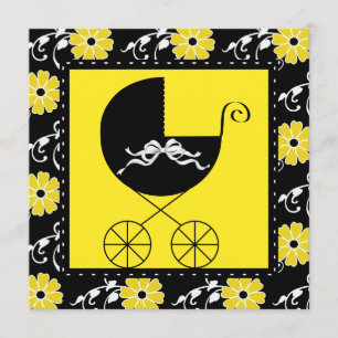 Invitaciones para baby shower negras y amarillas p