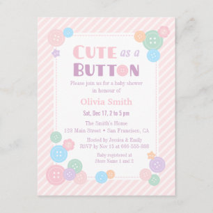Invitaciones para Baby Shower Pastel Cute as a But