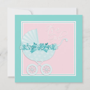 Invitaciones para Baby Shower Rosa y Azul Turquesa