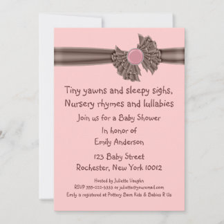 Invitaciones para baby shower rosadas y marrones
