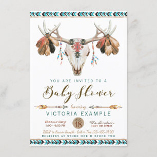 Invitaciones para baby shower tribal de ciervo con