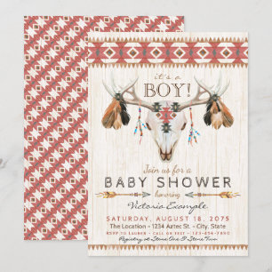 Invitaciones para Baby Shower Tribal de Cráneo par