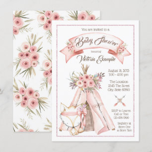 Invitaciones para baby shower tribal de niña con z
