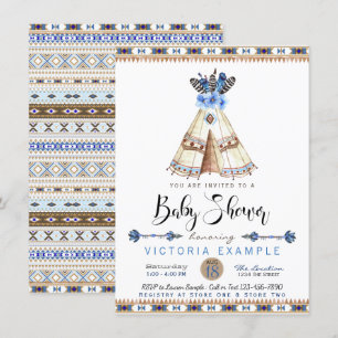 Invitaciones para Baby Shower Tribal Tipi