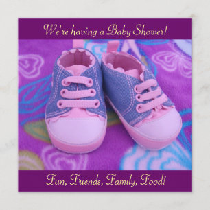 Invitaciones para Baby Shower Zapatos Rosados Prec