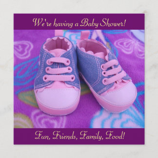 Invitaciones para Baby Shower Zapatos Rosados Prec