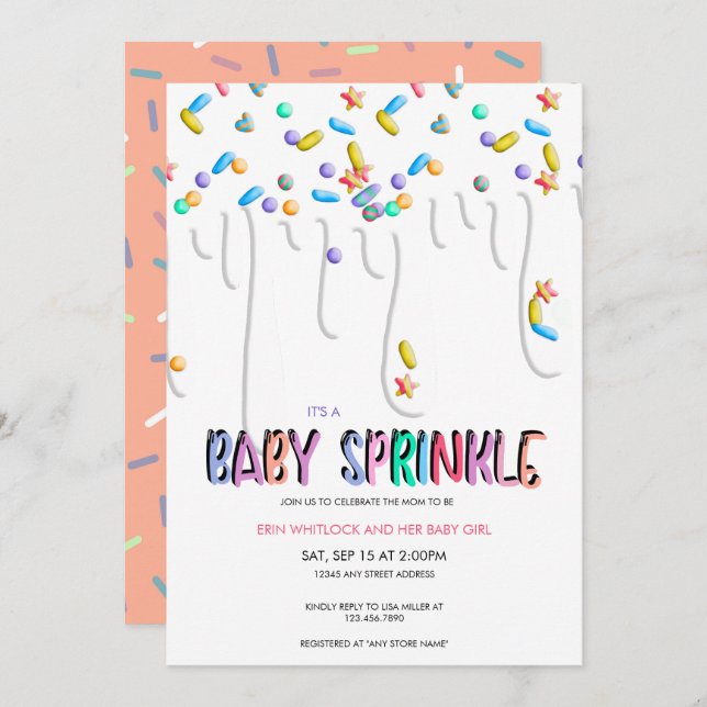 Invitaciones para Baby Sprinkle (Anverso / Reverso)