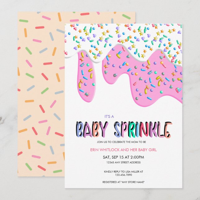 Invitaciones para Baby Sprinkle (Anverso / Reverso)