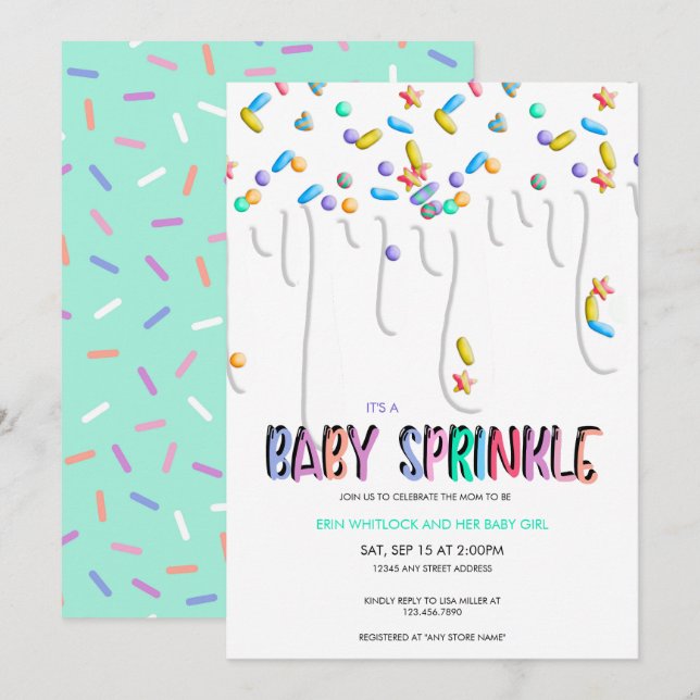 Invitaciones para Baby Sprinkle (Anverso / Reverso)