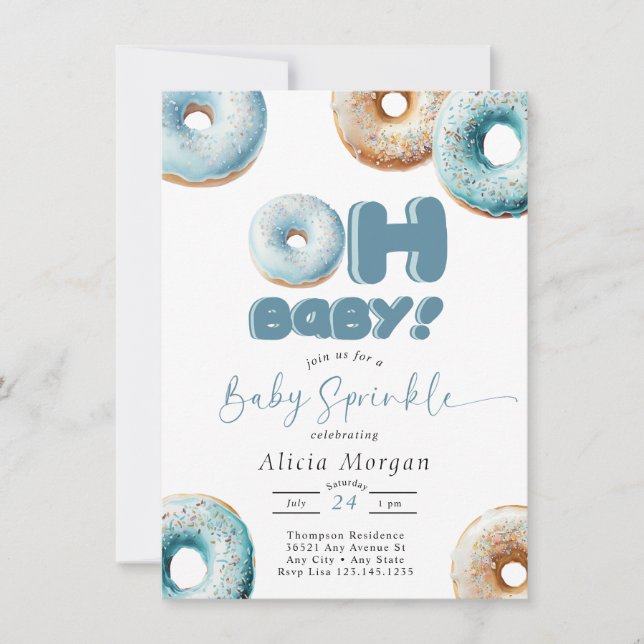 Invitaciones para Baby Sprinkle | Donut | Salpicad (Anverso)