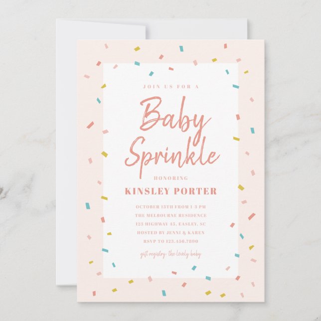 Invitaciones para Baby Sprinkle Shower (Anverso)