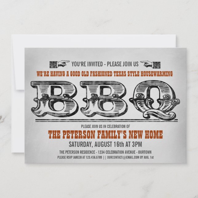 Invitaciones para Barbacoa de Fiesta de Estreno de (Anverso)