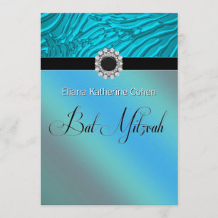 Invitaciones para Bat Mitzvah de cebra azul turque