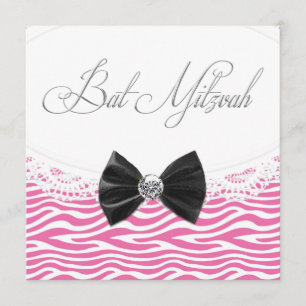 Invitaciones para Bat Mitzvah de cebra rosa