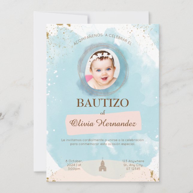Invitaciones para Bautizo (Anverso)