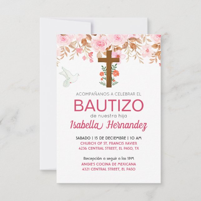 Invitaciones para Bautizo (Anverso)