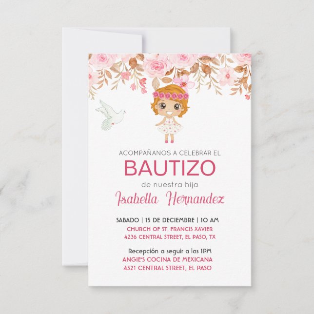 Invitaciones para Bautizo (Anverso)