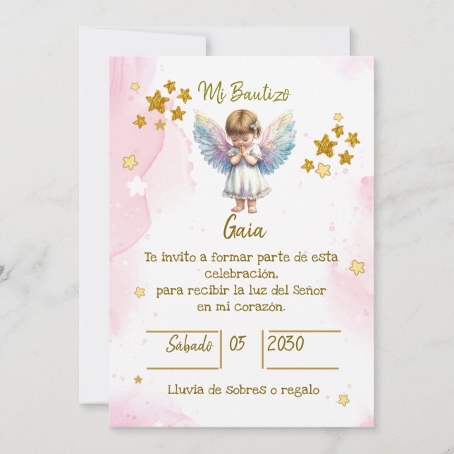 INVITACIONES PARA BAUTIZO DE NIÑA (Anverso)