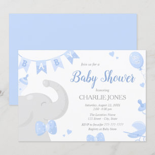 Invitaciones para bebé elefante Baby Shower Boy