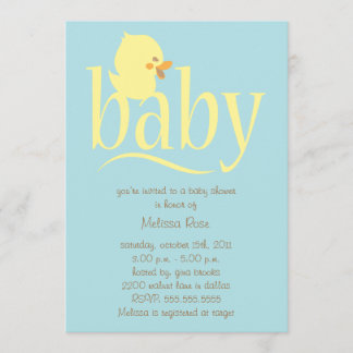 Invitaciones para bebés con duchón azul