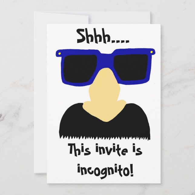 Invitaciones para bigote y gafas incognito (Anverso)
