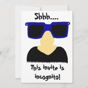 Invitaciones para bigote y gafas incognito