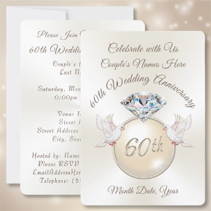 Invitaciones para Bodas de Diamante 60 Aniversario