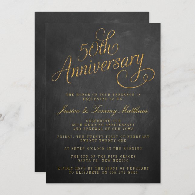 Invitaciones para Bodas de Oro 50 Aniversario de B (Anverso / Reverso)