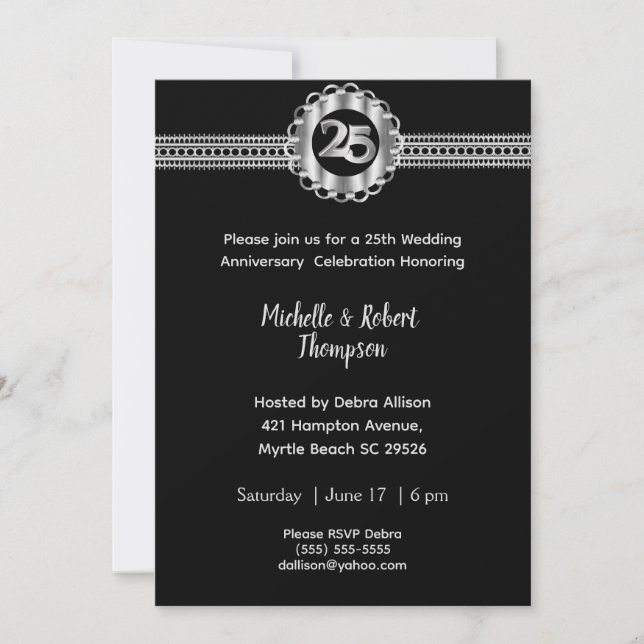 Invitaciones para Bodas de Plata (Anverso)