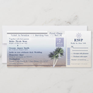 Invitaciones para bodas en destino Ticket to Parad