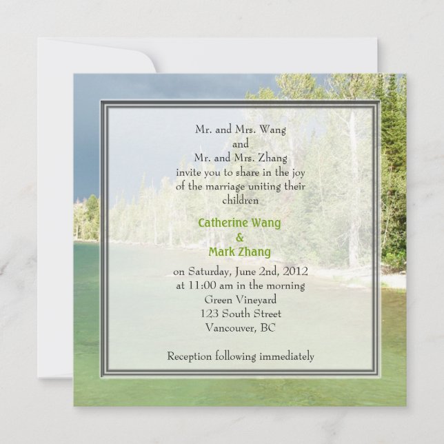 Invitaciones para bodas fotográficas paisajísticas (Anverso)