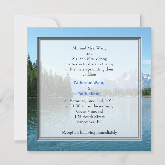 Invitaciones para bodas fotográficas paisajísticas (Anverso)