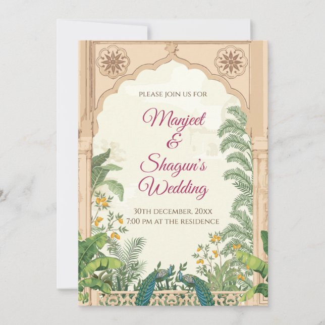 Invitaciones para bodas indias y tarjetas de bodas (Anverso)