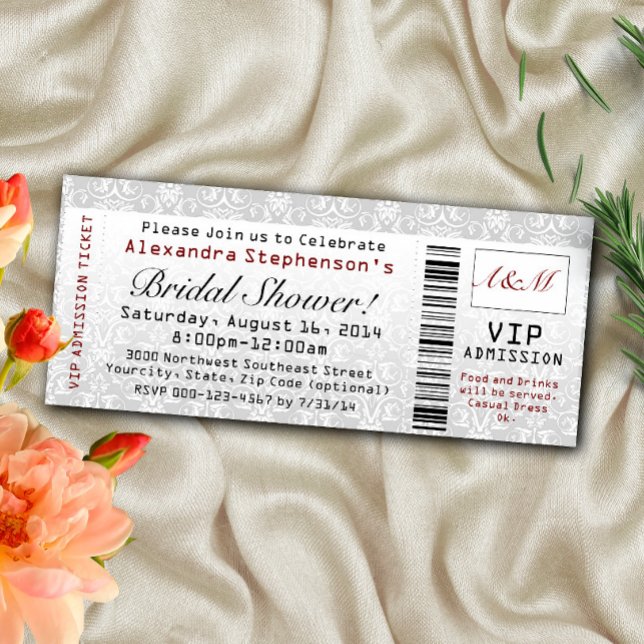 Invitaciones para boletos de duchas de novias (Subido por el creador)