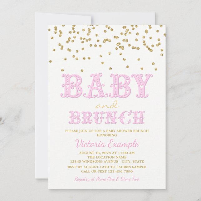 Invitaciones para Brunch de Baby Shower de Niña (Anverso)