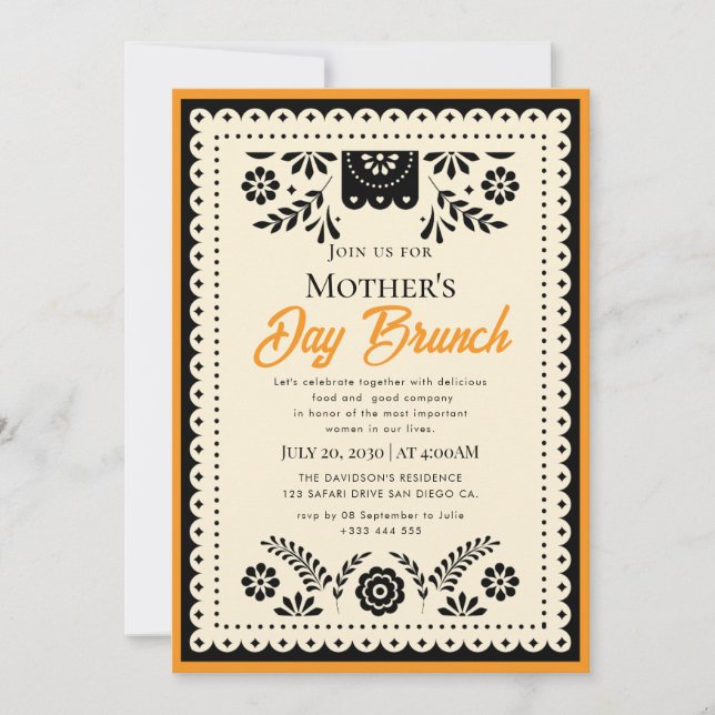 Invitaciones para Brunch del Día de la Madre con A (Anverso)