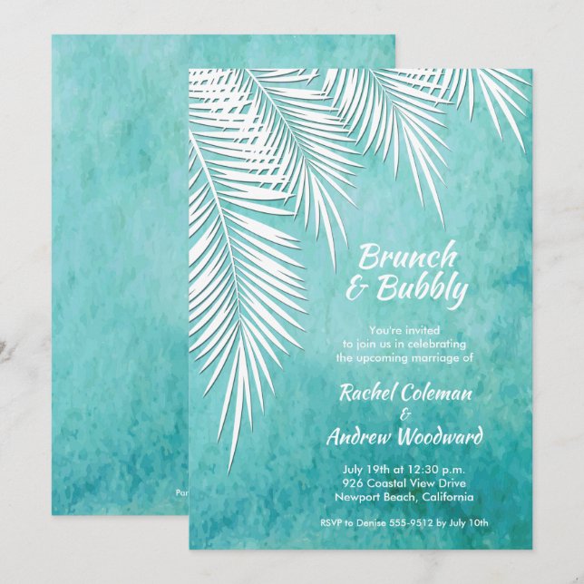 Invitaciones para Brunch tropical y ducha de burbu (Anverso / Reverso)