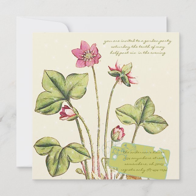 Invitaciones para cena botánicas de flores silvest (Anverso)