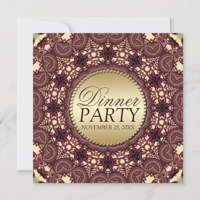 Invitaciones para cena de Batik Golden Earth (Anverso)