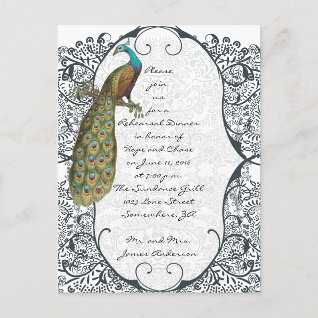 Invitaciones para Cena de Ensayo de Pájaro de Amor (Anverso)