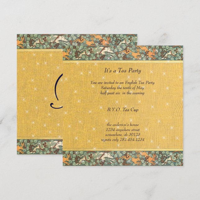 Invitaciones para cena de flores botánicas Art Nou (Anverso / Reverso)