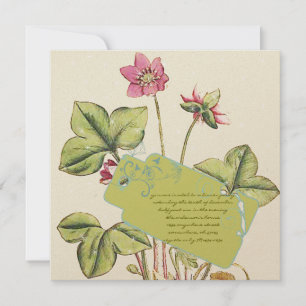 Invitaciones para cena de Flores Silvestres Verdes