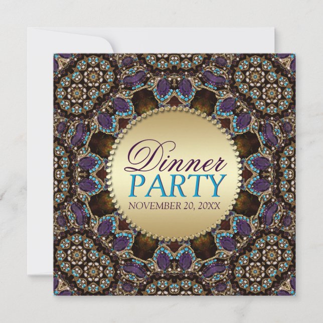 Invitaciones para cena de mosaico bohemio (Anverso)